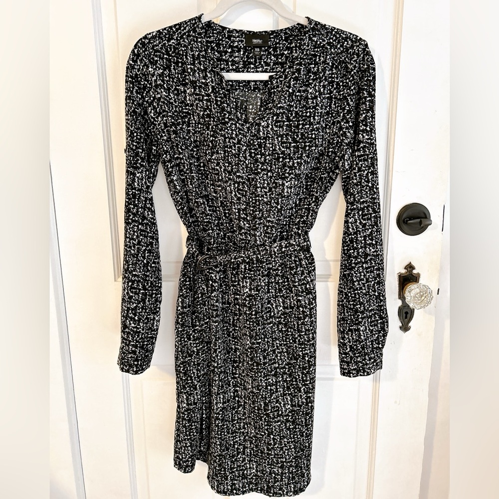 Mossimo Supply Co Black and White Wrap Dress with Bishop Sleeves